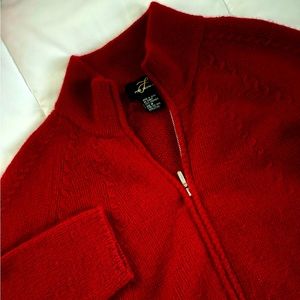 Pure Cashmere Brand Red Sweater with Full Zipper Beautiful!